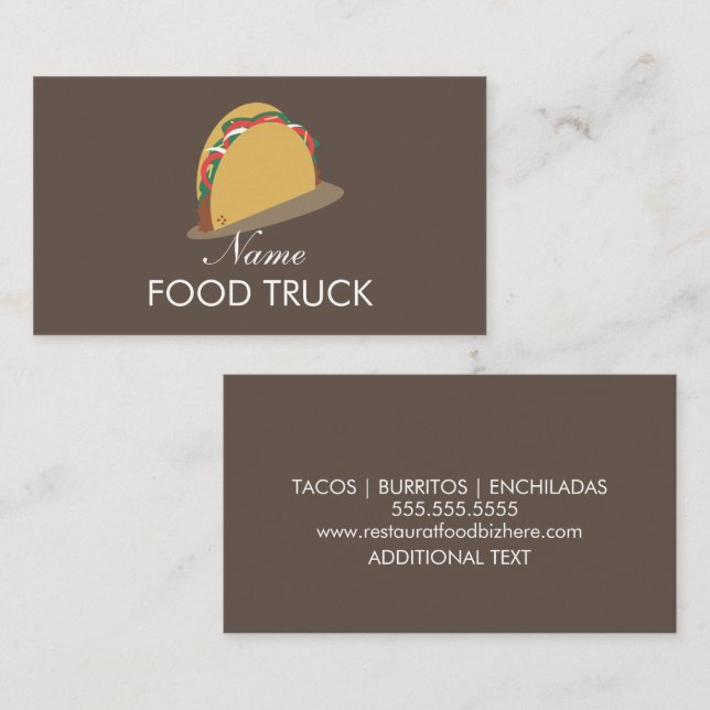 Affärskortet Food Lastbil Taco Logotyp Visitkort (Fram/baksida)