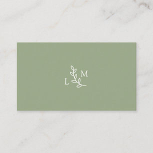 Affärskortet för botaniska Monogram Laurel-Grönten Visitkort