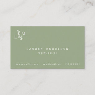 Affärskortet för botaniska Monogram Laurel-Grönten Visitkort
