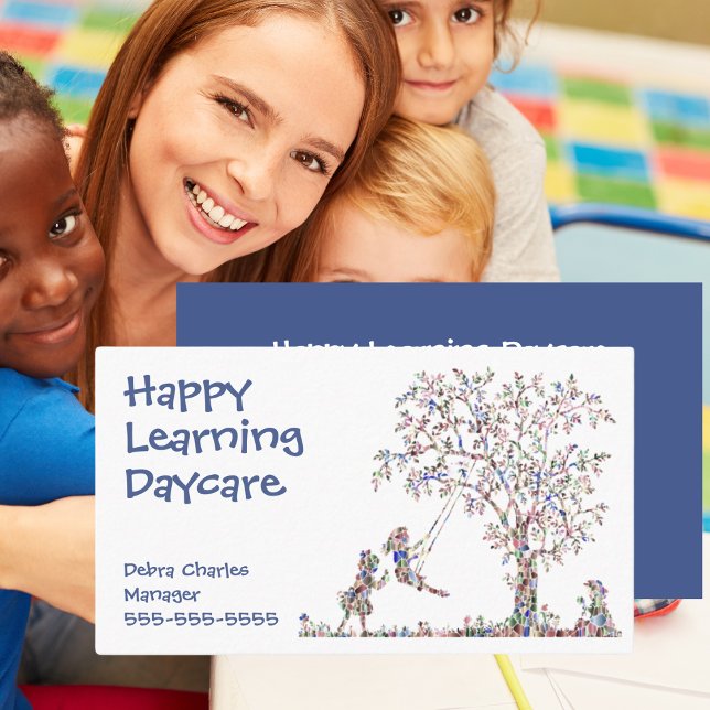 Affärskortet för dagvård Barn Visitkort (Daycare Children Nature Blue Business Card
)