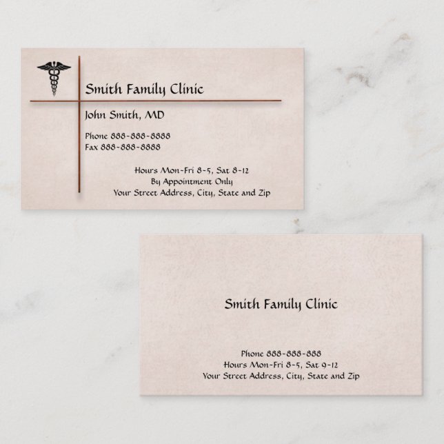 Affärskortet för läkarsymbol för doktor visitkort (Fram/baksida)