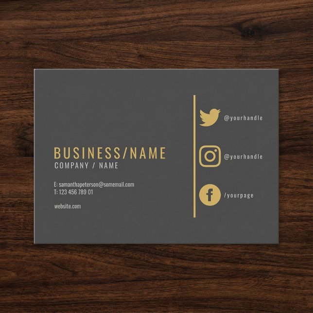 affärskortet för media i grått och guld social. visitkort (Grey and gold social media business card. business card)