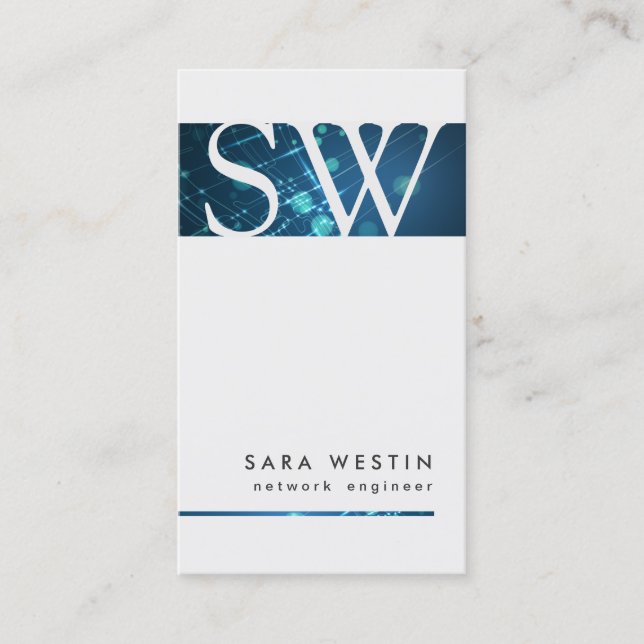 Affärskortet för Monogram-kretsar i Ingenjör Visitkort (Framsida)