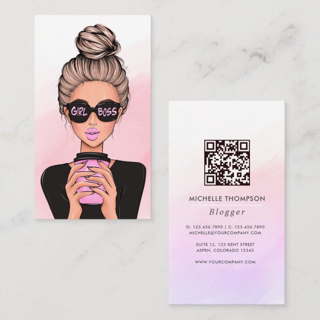 Affärskortet för QR-koden chef Dam Visitkort (Fram/baksida)