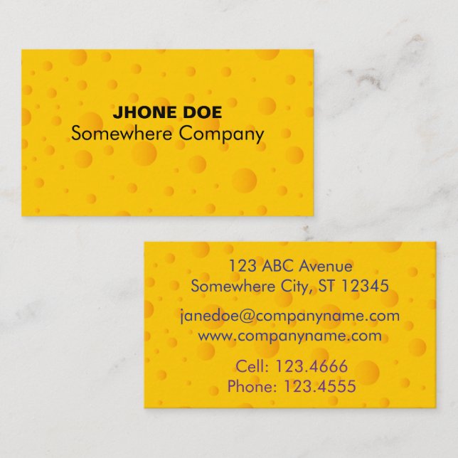 Affärskortet för schweiziska ostostost Struktur Mö Visitkort (Fram/baksida)