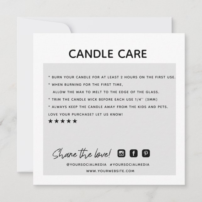 Affärskortet för tack Candle Care Order Kort (Framsida)