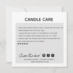 Affärskortet för tack Candle Care Order Kort