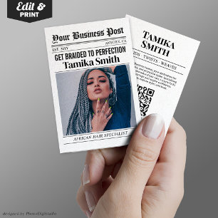 Affärskortet för tidningar, African Hair Braiding