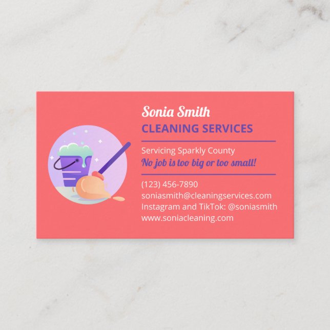 Affärskortet för tjänsten Städning av mop och Buck Visitkort (Framsida)