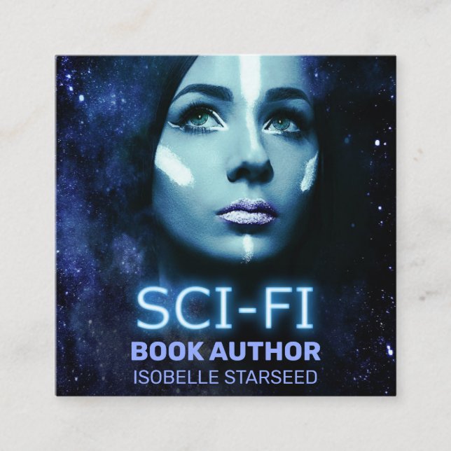 Affärskortet Författarkvadrat för sci-fi Bok Fyrkantigt Visitkort (Framsida)
