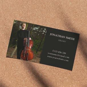 Affärskortet Foto Cellist Modern Musician Visitkort