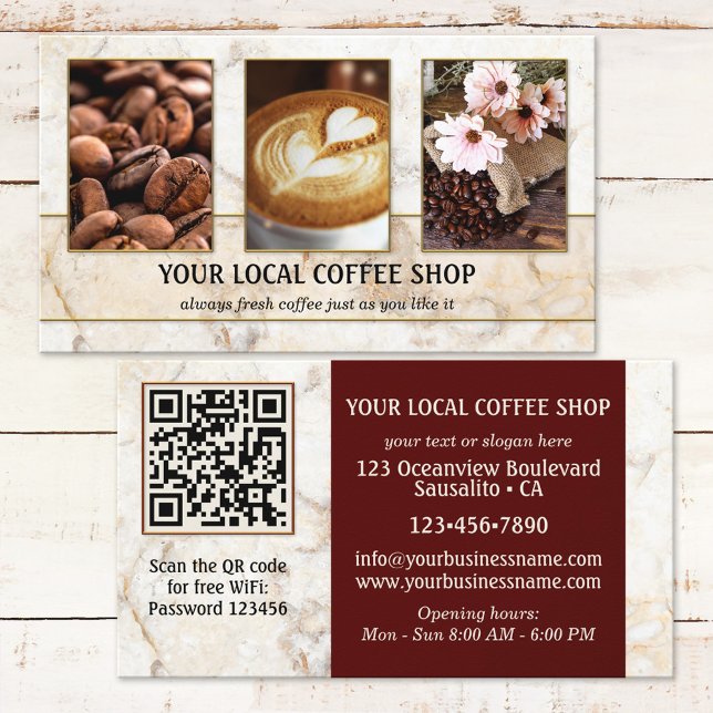 Affärskortet Foto QR Code Coffee Shop Visitkort (Skapare uppladdad)