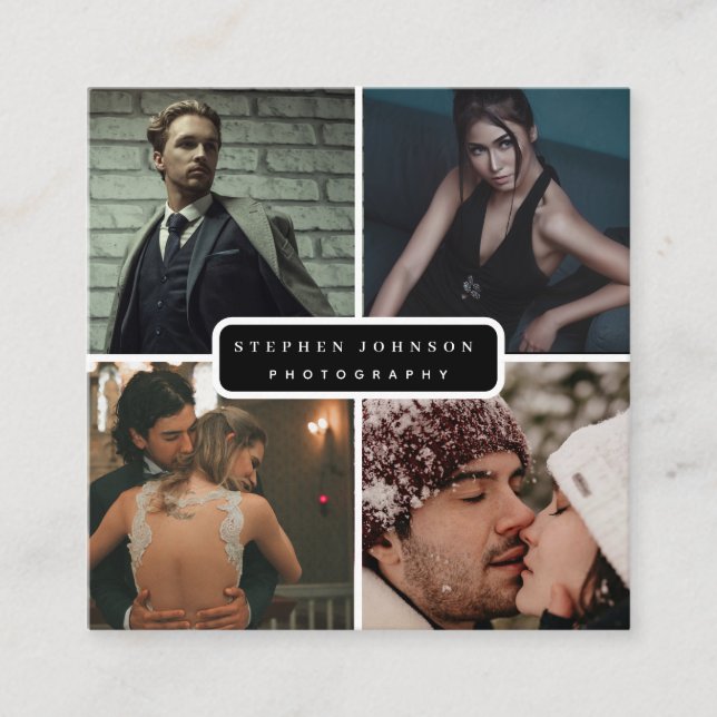 Affärskortet Fotograf 4 Fyrkantiga foton Fyrkantigt Visitkort (Framsida)