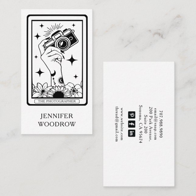 Affärskortet Fotograf Tarot Visitkort (Fram/baksida)