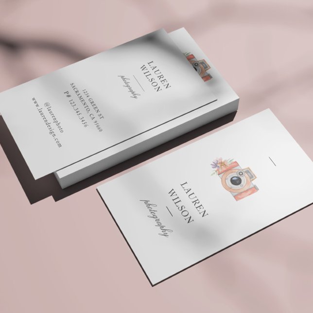 Affärskortet Fotografi av vattenfärgkameror Visitkort (Skapare uppladdad)