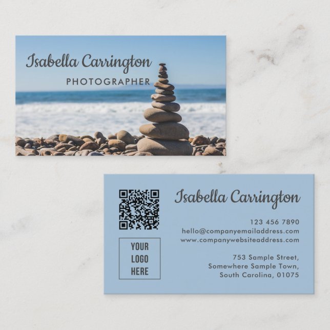Affärskortet Fotografisk Logotyp Foto QR-kod Visitkort (Fram/baksida)