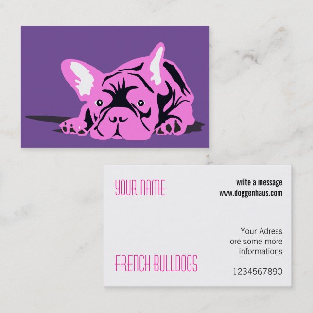Affärskortet fransk Bulldog Businesscards Visitkort (Fram/baksida)
