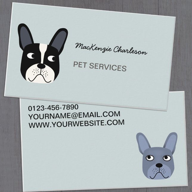 Affärskortet fransk Bulldog Pet Services Visitkort (Skapare uppladdad)
