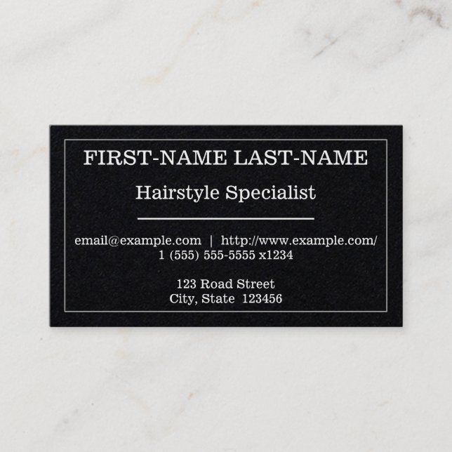 Affärskortet Gammal fashioned Hairstyle Specialist Visitkort (Framsida)