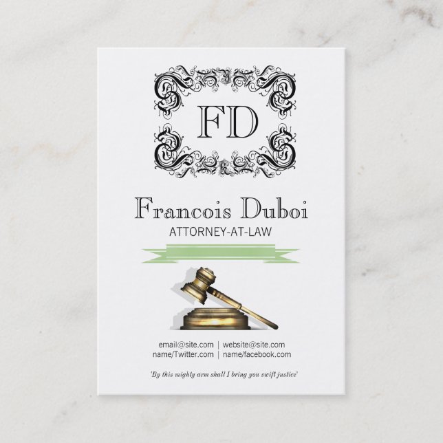 Affärskortet Gavel Lawyer Attorney Law Firm Visitkort (Framsida)