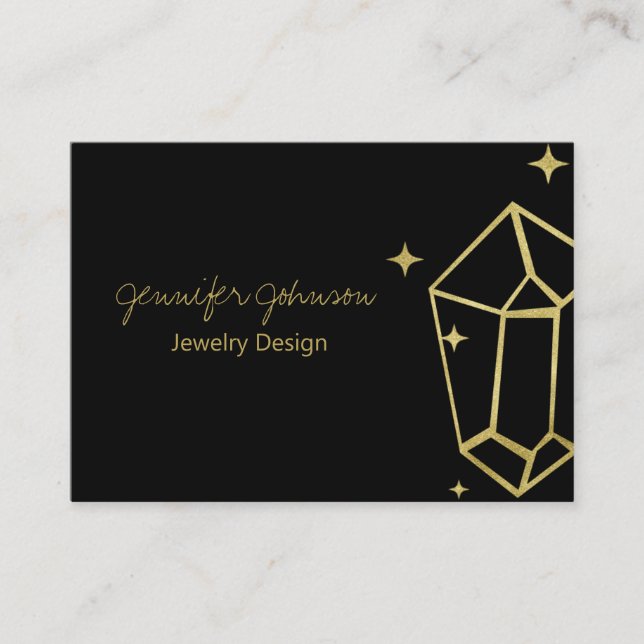 Affärskortet Geometric Gold Foil Black Visitkort (Framsida)
