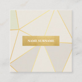 Affärskortet Geometric Mönster Beige Guld Square Fyrkantigt Visitkort
