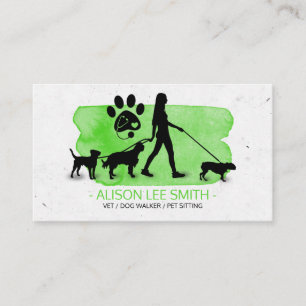 Affärskortet Girl Dog walker/Djuromsorgare Sitta Visitkort