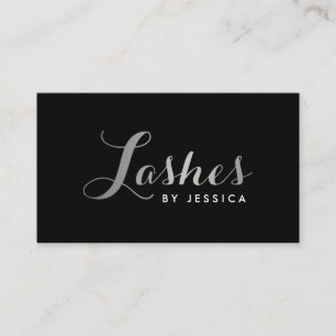 Affärskortet Glam Lash Script Text Silver/Black Visitkort