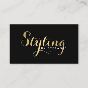 Affärskortet Glam Stylist-skript Guld/Svart Visitkort