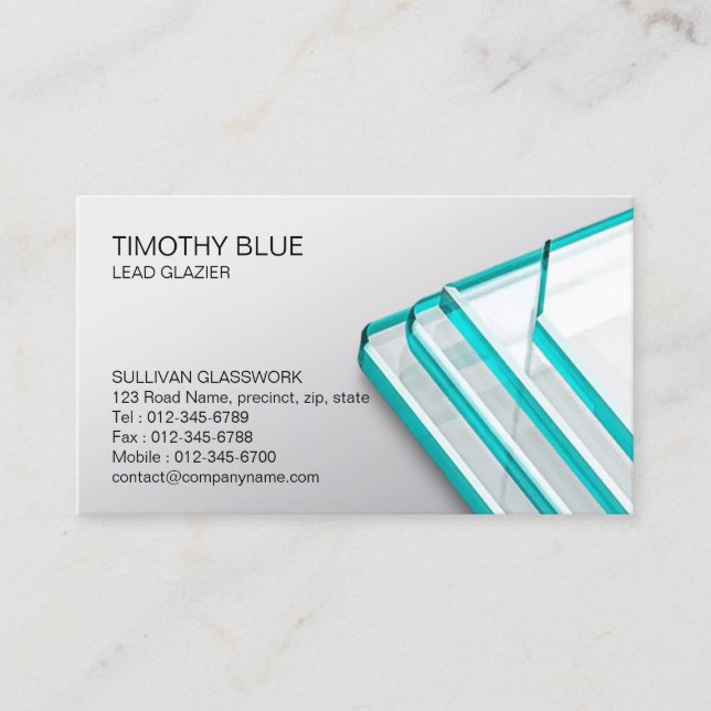 Affärskortet Glazier Glazing Glass Work Visitkort (Framsida)