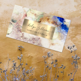 Affärskortet glitter Watercolor och guldfoil Visitkort