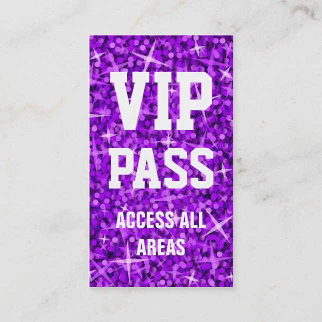 affärskortet Glitz Lila VIP PASS Visitkort (Framsida)