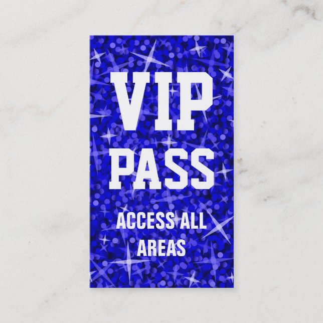 Affärskortet Glitz Mörk blått VIP PASS Visitkort (Framsida)