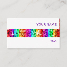 Affärskortet Glitz Rainbow Rand, vitt Visitkort