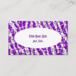 Affärskortet Glitz Zebra Lila White Oval  Visitkort