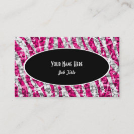 Affärskortet Glitz Zebra Rosa Black Oval Visitkort