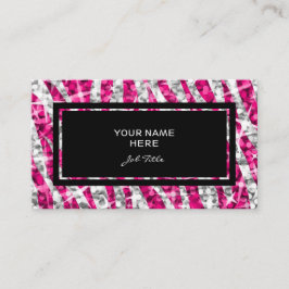Affärskortet Glitz Zebra Rosa rektangel svart Visitkort