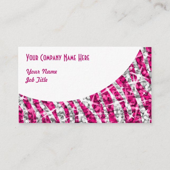 Affärskortet Glitz Zebra Rosa White Kurva  Visitkort (Framsida)