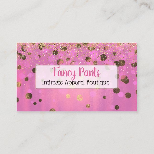 Affärskortet Glitzy Rosa and Gold Foil  Visitkort (Framsida)