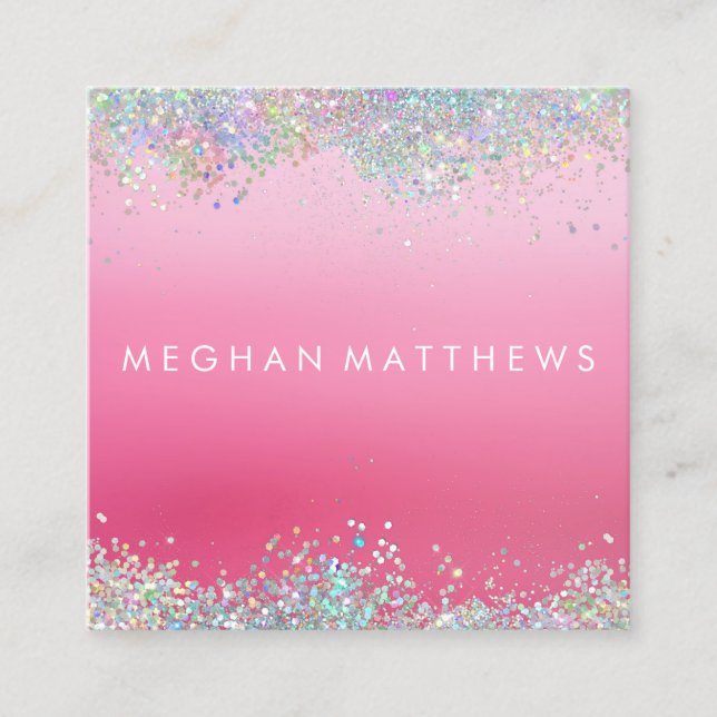 Affärskortet gnistra Rosa Beauty Stylist Square Fyrkantigt Visitkort (Framsida)
