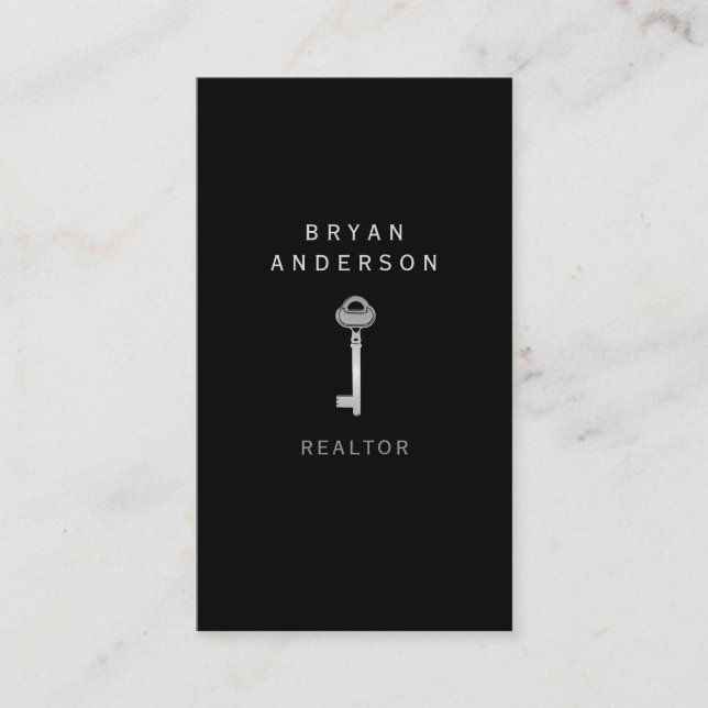 Affärskortet Gods Silver Nyckel Visitkort (Framsida)