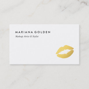 Affärskortet Gold Foil Läppar Makeup Artist Visitkort