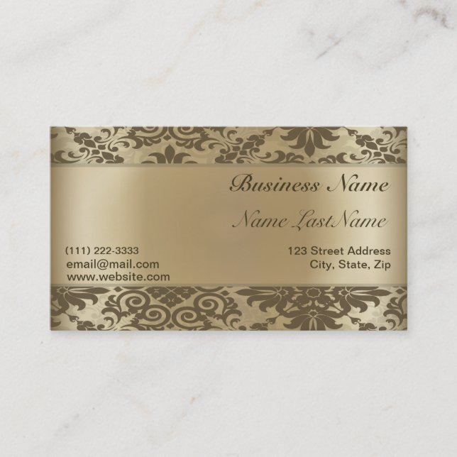 Affärskortet Golden Damask Elegant Visitkort (Framsida)