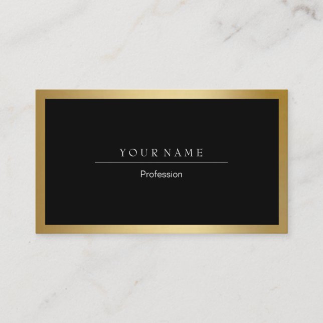 Affärskortet Golden Ram minimal Black Metallic Visitkort (Framsida)