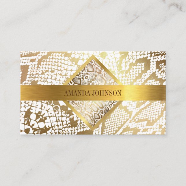 Affärskortet Golden White Python Skin Vip Visitkort (Framsida)