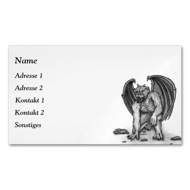 Affärskortet Golem Gargoyle Magnet (Framsida)