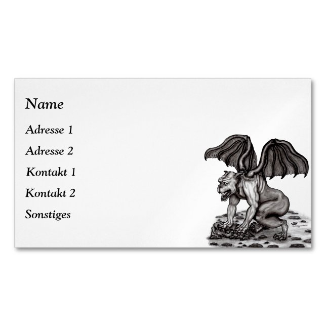 Affärskortet Golem Gargoyle Magnet (Framsida)