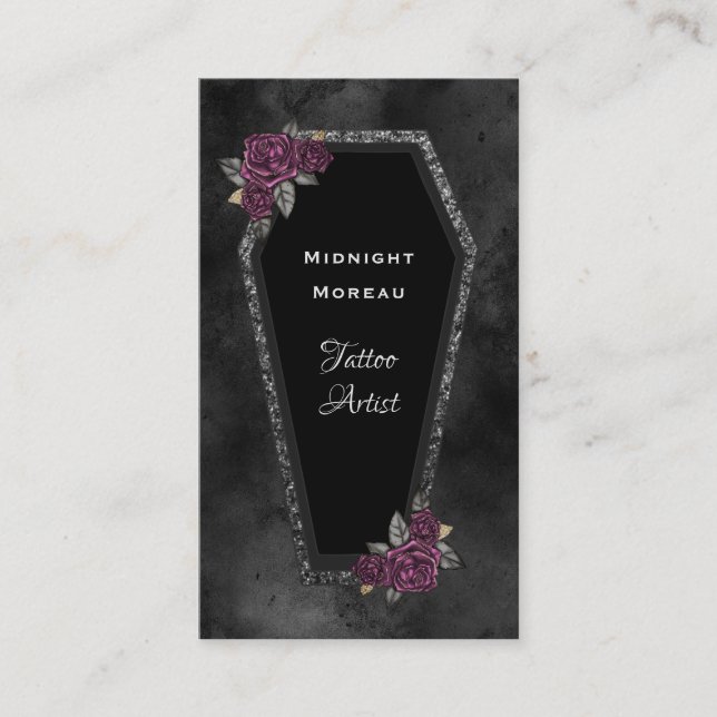 Affärskortet Gothic Tattoo Artist QR Code Visitkort (Framsida)