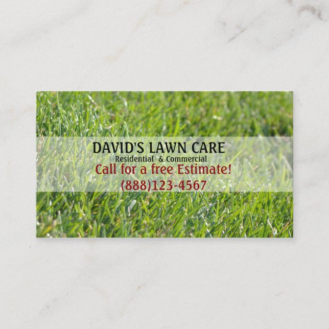 Affärskortet gräsmatta Anpassningsbar Template Visitkort (Framsida)