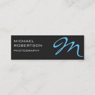 Affärskortet grått Blue Monogram Photograf  Mini Visitkort